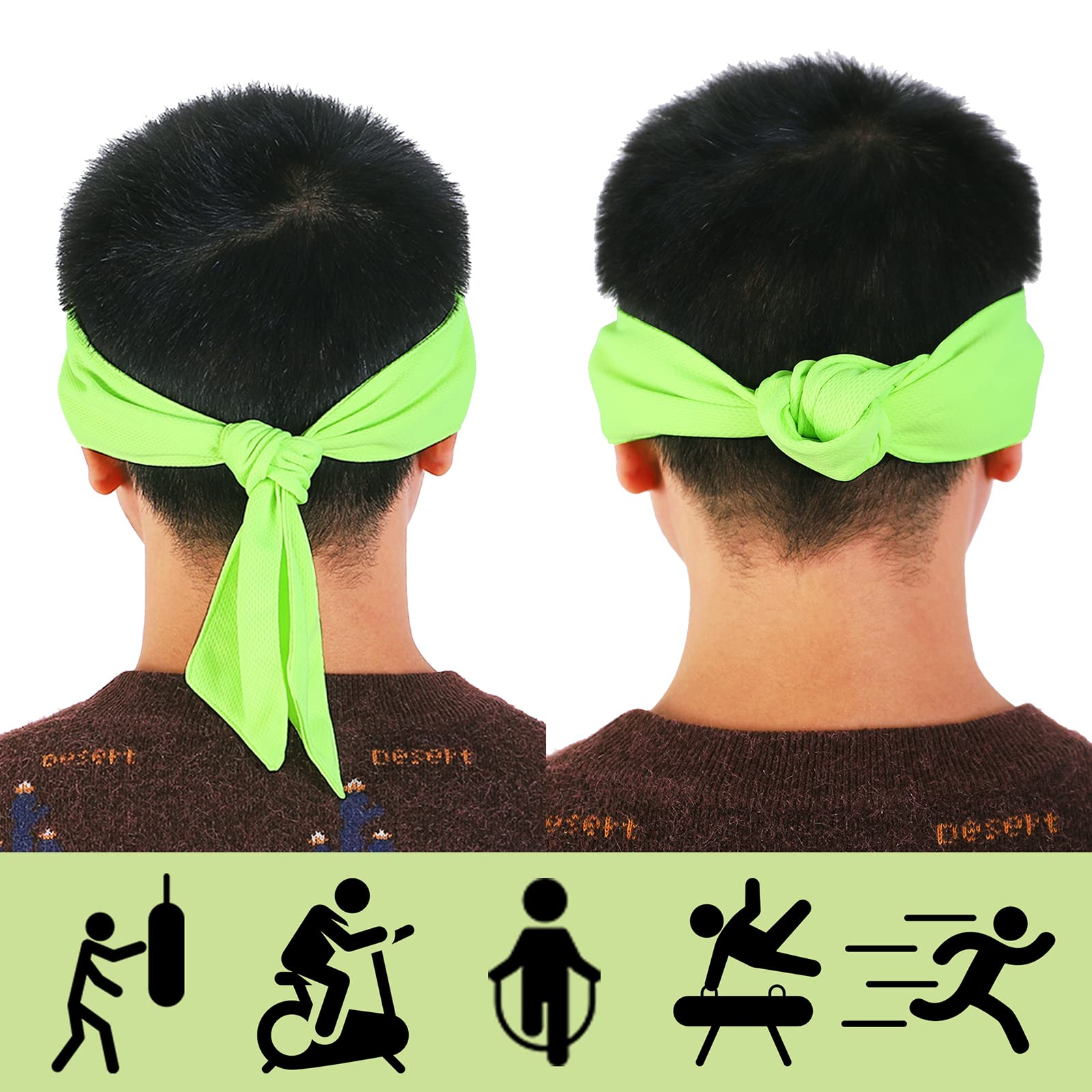 9 Pack Unisex Tie Headbands Sport Hair Band Solid Athletic Sweatbands for URAQT Sport Headbands 9 Pcs - Non-Slip Elastic Silicone  main image 4