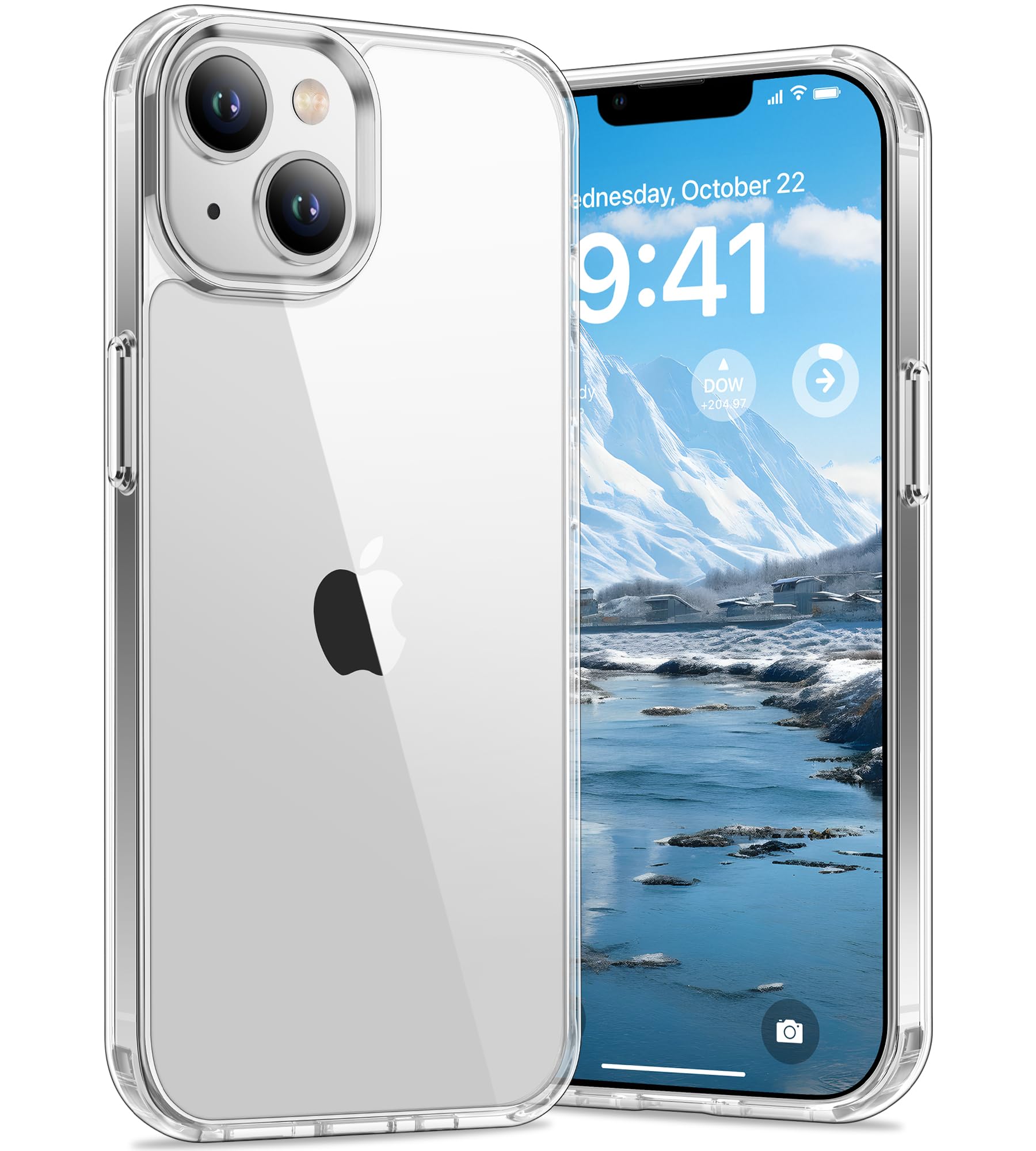 Vakoo Case for iPhone 14 Clear Anti-Yellowing Hard Back Military-Grade Drop Protection Supports Wireless Charging - Transparent