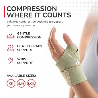 Thermoskin Adjustable Thermal Wrist Wrap, Beige, Small/Medium