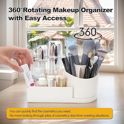 Miniatura 2 de Organizador de maquillaje giratorio de 360 grados Lazy Susan contenedor de almacenamiento de escritorio para brochas de maquillaje para sombra de