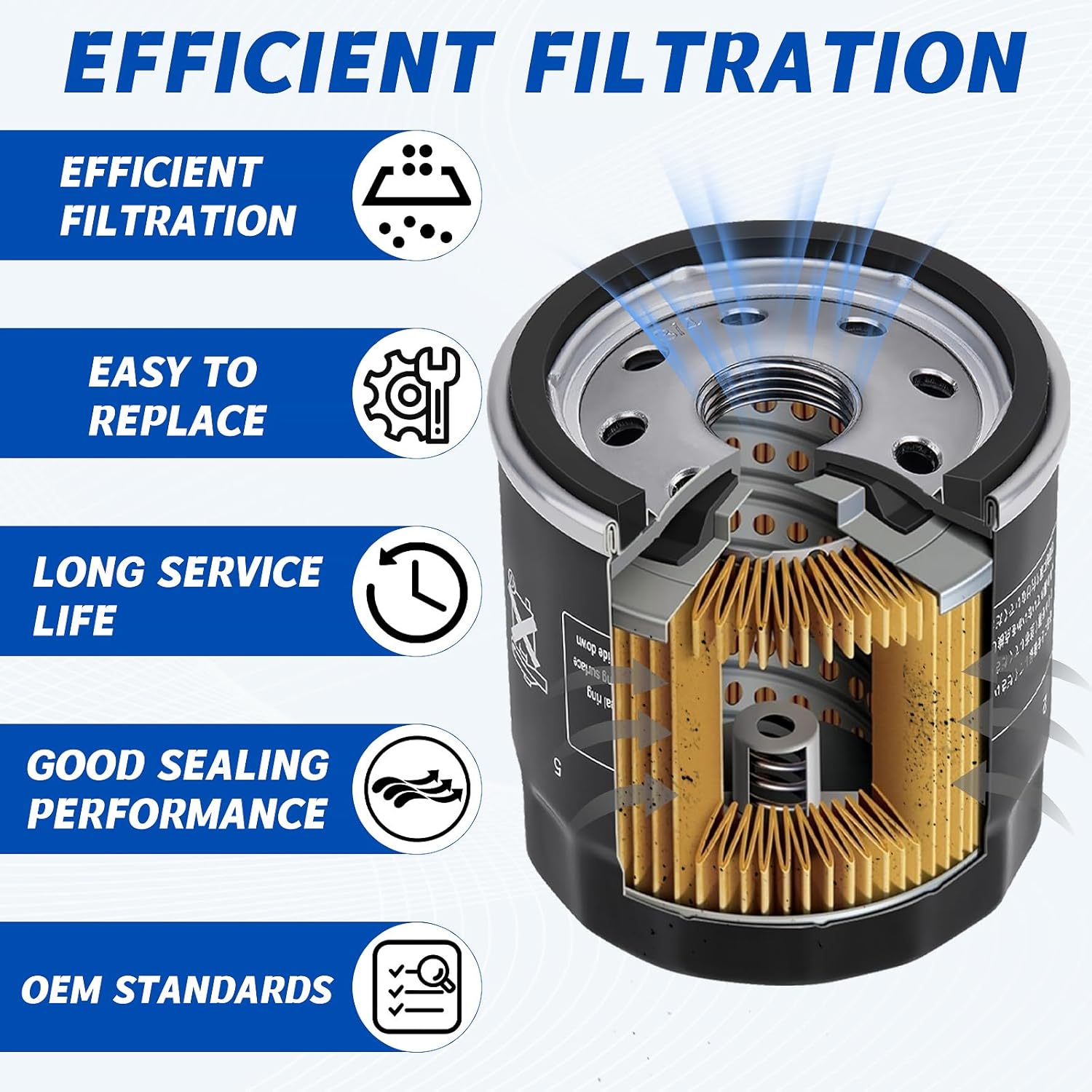 49065-0724 Oil Filter Replace 49065-7010 Compatible with Kawasaki FX850V FX801V FJ180V FH381-721V FH601-770D FX751-FX1000V Engine Models, AM107423 120-634 1016467, Pack of 6
