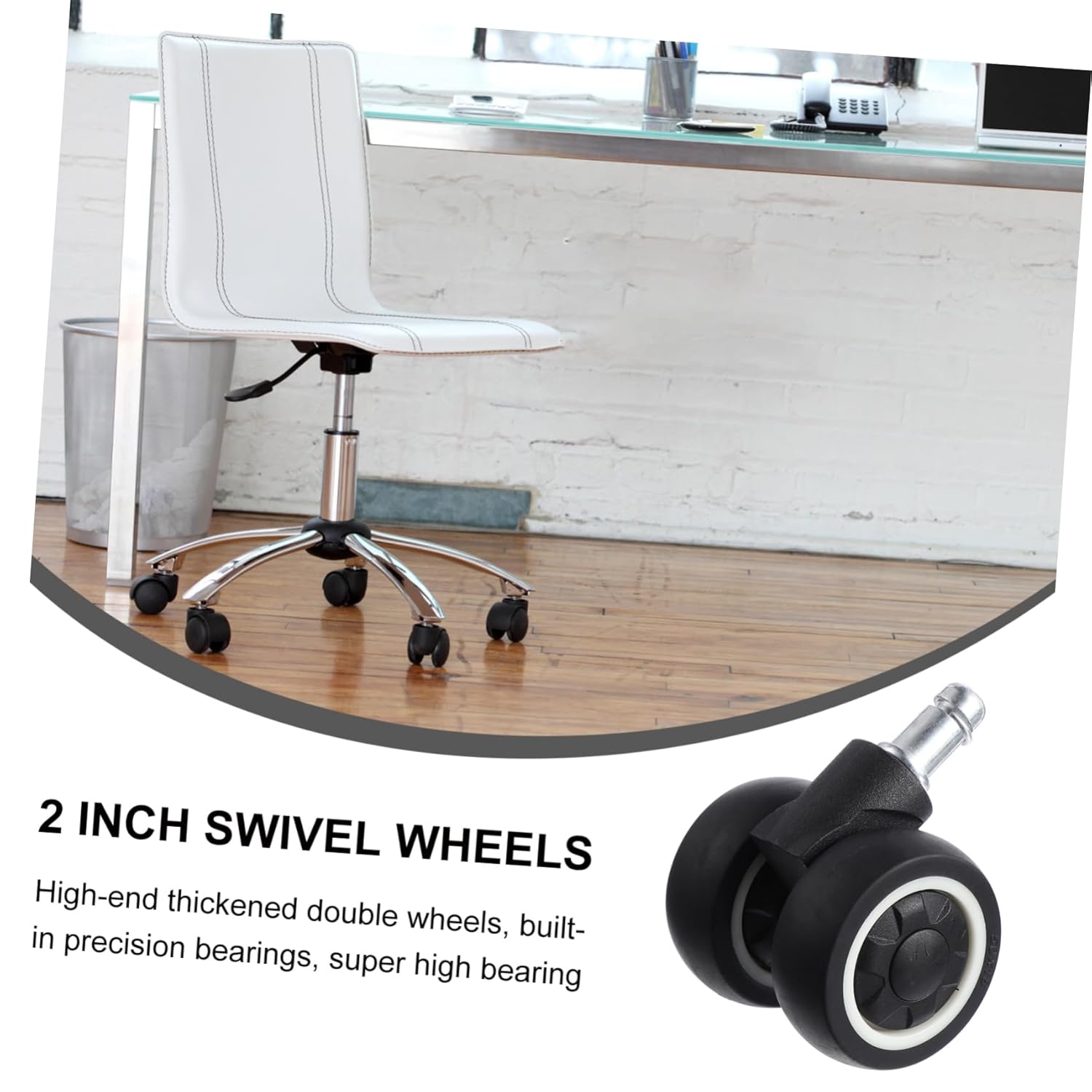 5pcs Heavy Duty Casters for Office Chairs Silent Double Wheel Swivel Caster Wheels Noiseless Industrial for Furniture