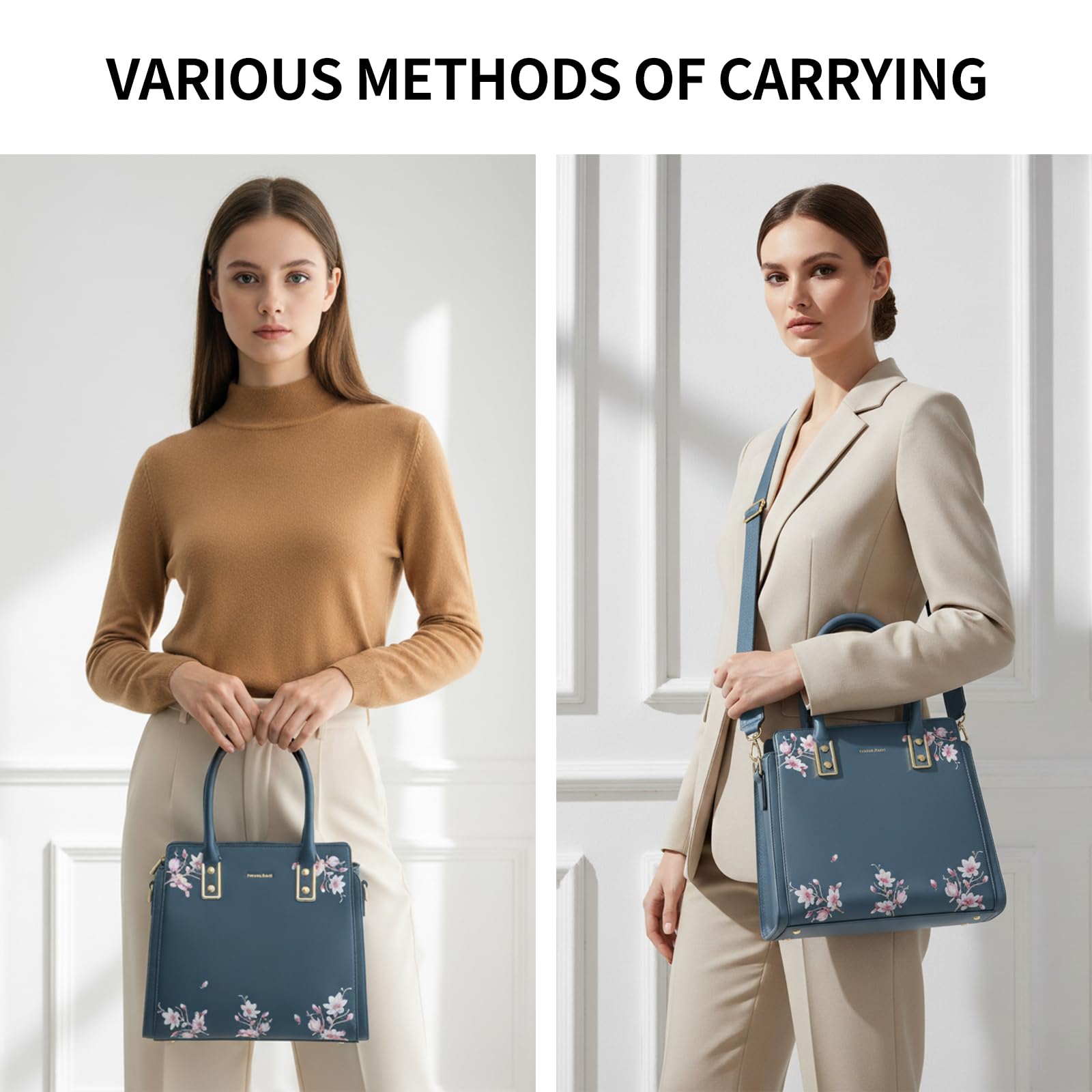 Pomelo Best Purses and Handbags for Women with Multiple Pockets, Leather Top Handle Satchel Fashion Tote Shoulder Bags Ladies: Blue