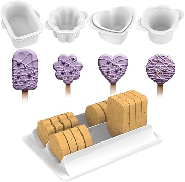 Cake Pop Molds Set, 4 Shapes with Tray,Non-3D Printed,1.75" Size