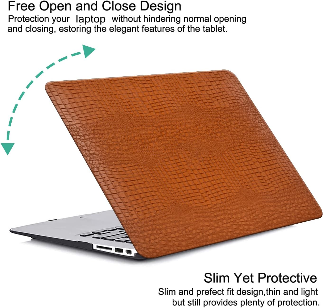 DTangLsm for Crocodile MacBook Pro 13 inch Case 2026 2025-2016 M2 M1 A2338 A2289 A2251 A2159 A1989 A1706 A1708, Alligator Skin Snakeskin PU Leather Hard Shell Cover for Mac Pro 13+Keyboard Skin, Brown - Image 5