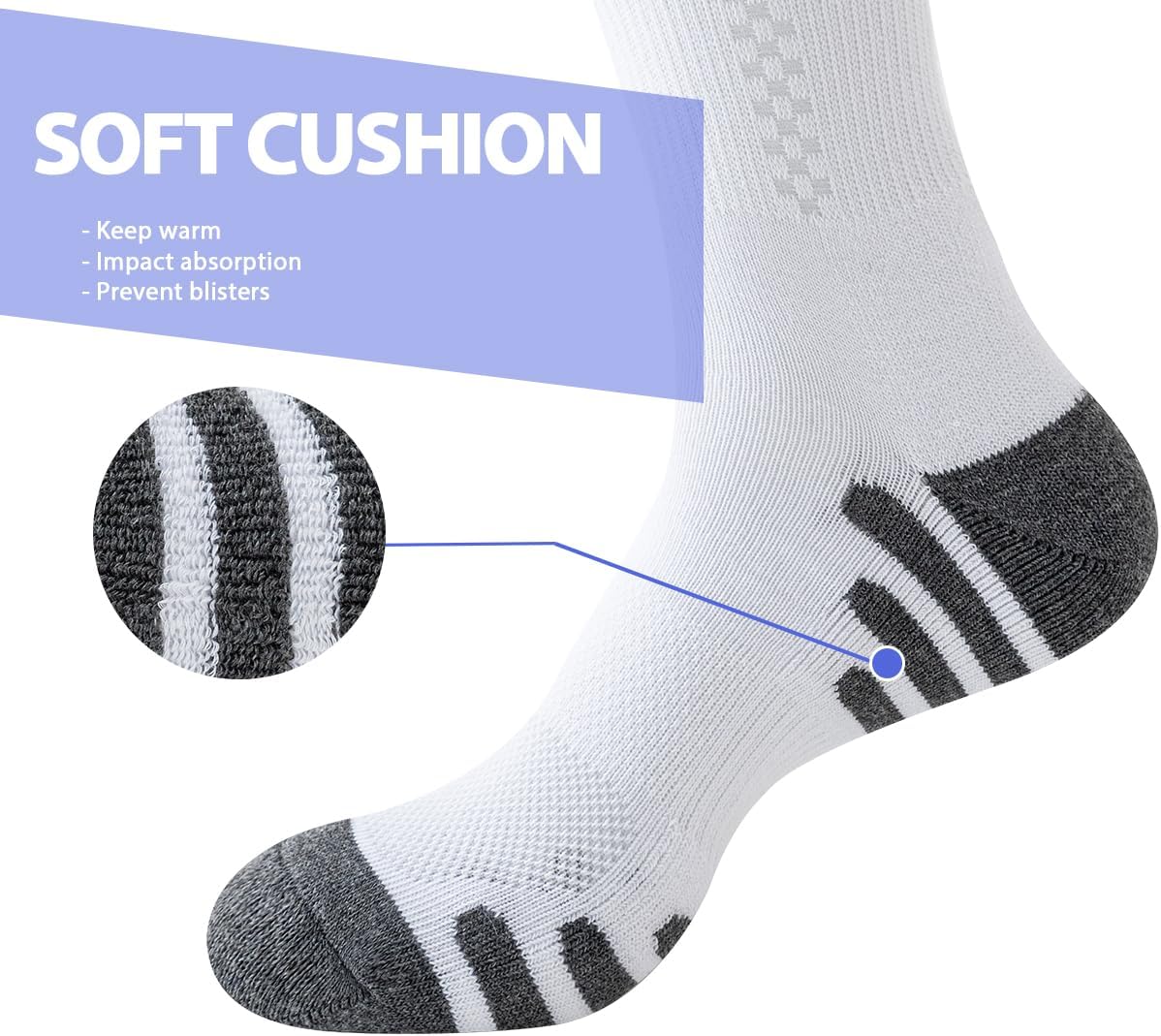 JOYNÉE 8 Pairs Mens Crew Athletic Work Long Socks Calf Cushioned Socks for Sports Running Workout Gym - Image 3