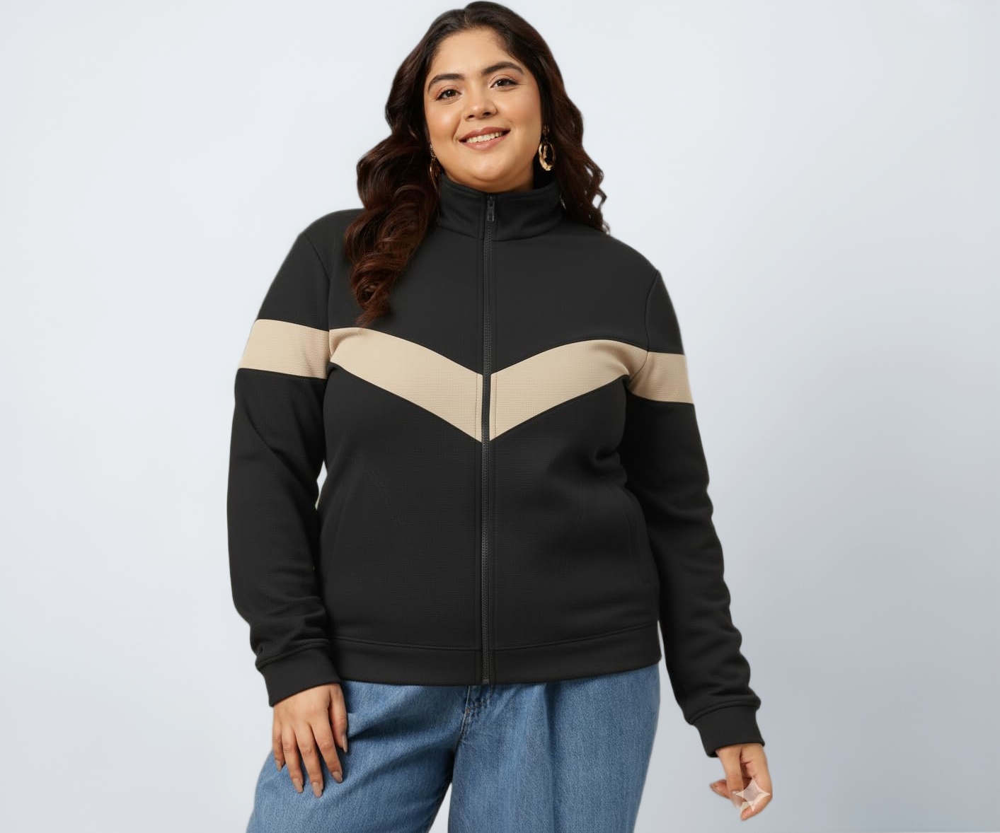 Women's Colorblock Casual Jacket Black | Gym Wear, Sports Jacket