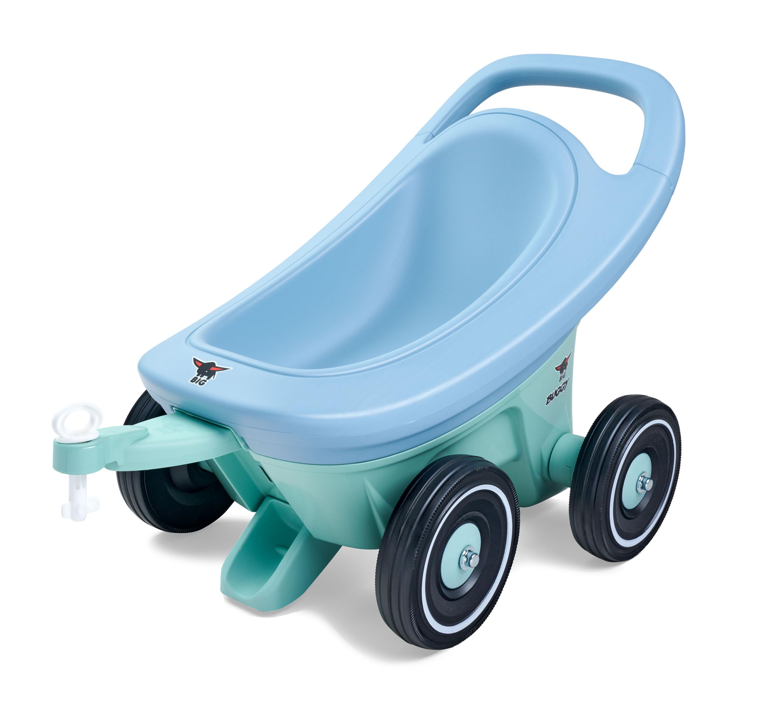 BIG Buggy 3-in-1 Lauflernwagen mit verstellbarer Bremsfunktion, Anhänger, inklusive 4 Flüsterräder, blau-türkiser BIG Buggy, für Kinder ab 1 Jahr