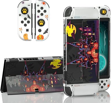 Switch OLED K l f, Switch OLED Cad lar Bayram  Dekorasyon K l f , 2 Kedi Pati Ba parmak Kavrama Kapa  ve 1 Anahtarl  OLED Ekran Koruyucu, Erkek ve K z  ocuklar  i in Switch OLED Koruyucu K l f