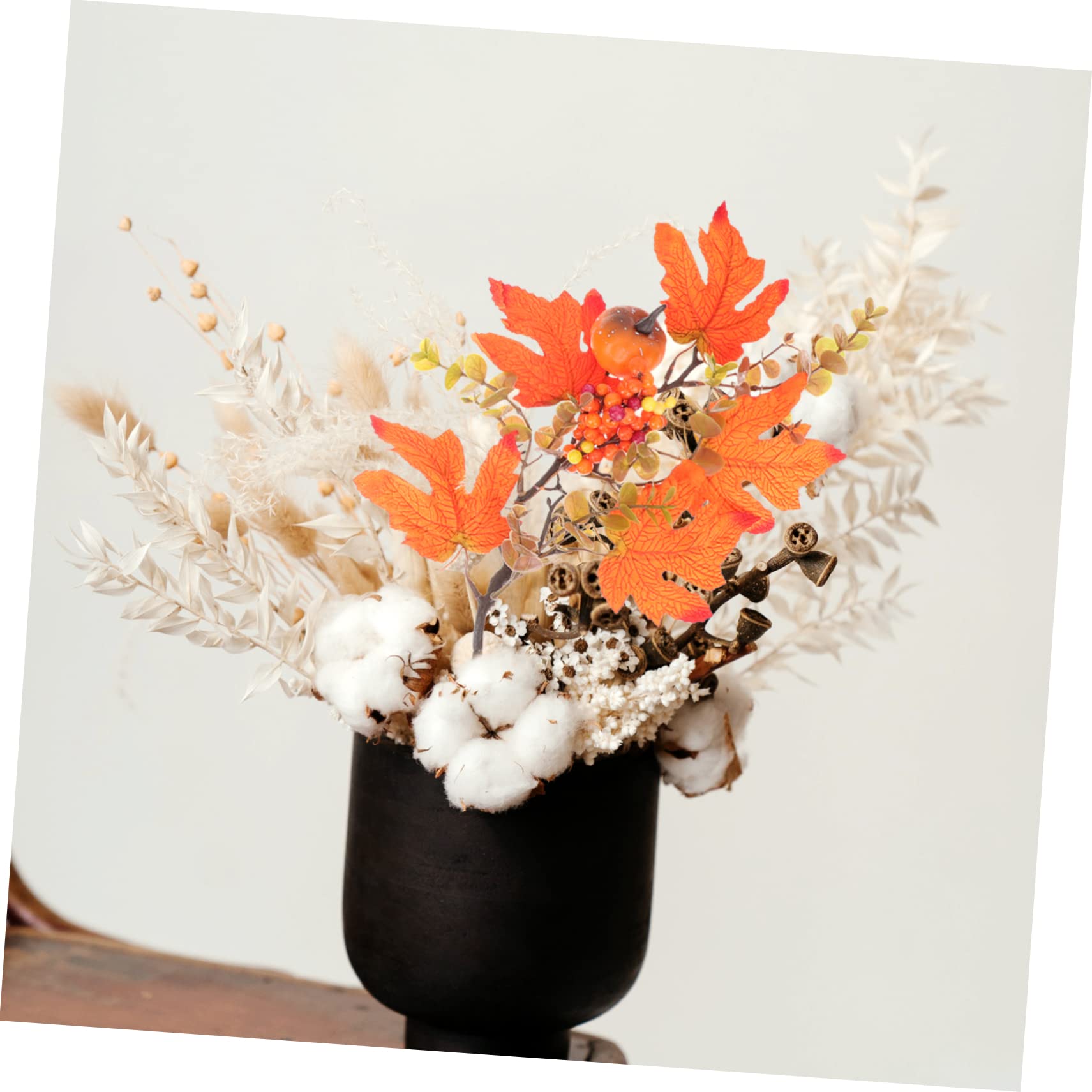 PRETYZOOM 8 Pezzi Vaso Zucca Pick Filler Artificiale Foglie Autunnali Picks Foglia Di Zucca Artificiale e Autunno Bacche Di Ramo Finto Rami Bacca Steli Di Arancione