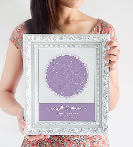 Vista 25 de Personalized Star Map With Specific Dates & Place - Custom Constellation Map Print, Unframed - Special Occasion Star Chart Wall Art - Great Black