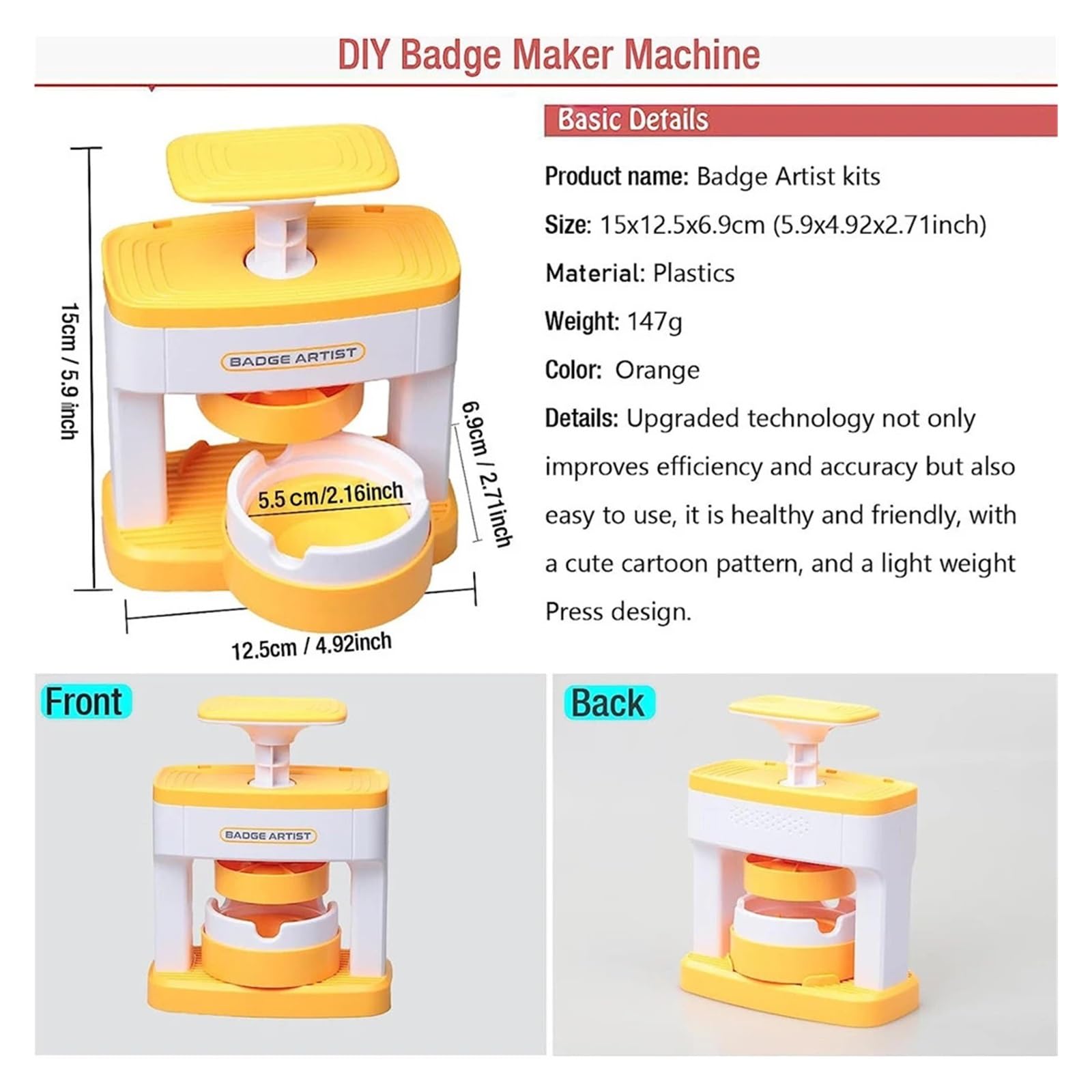 MINI Badge Button Maker Maschine DIY Pin Press Machine Set Mit 48 Stück Teil + Süßem Aufkleber + Kreisschneider Einfach Schnell Anstecknadeln Erfolgreich Herstell(48 Set No Gift box)