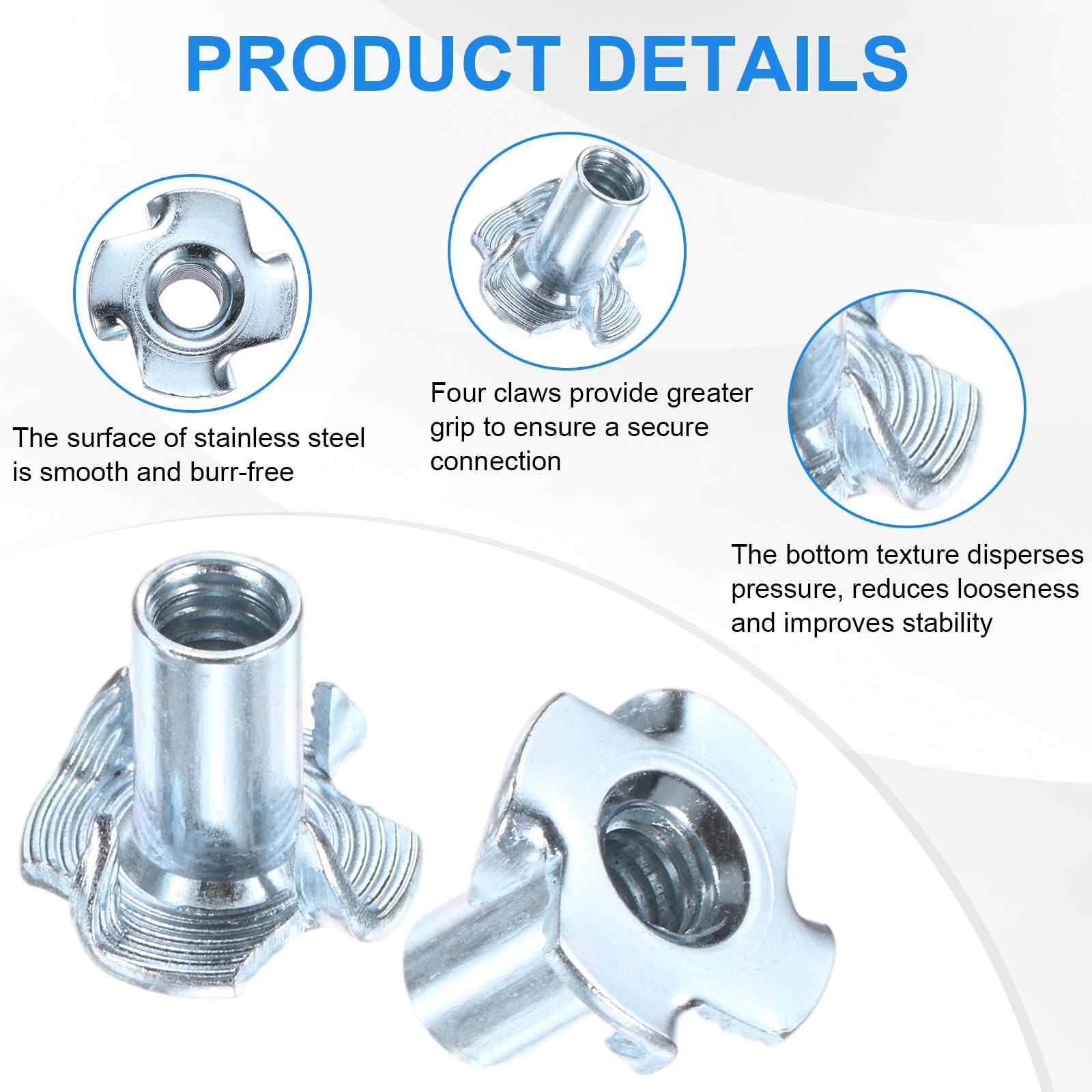 M METERXITY 100-Pack 1/4-UNC T-nut - Image 2