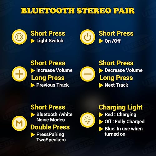 Miniatura 8 de UNEEDE Máquina de sonido de ruido blanco con funcionalidad Bluetooth, luz nocturna, temporizador, altavoz Bluetooth portátil con cancelación de