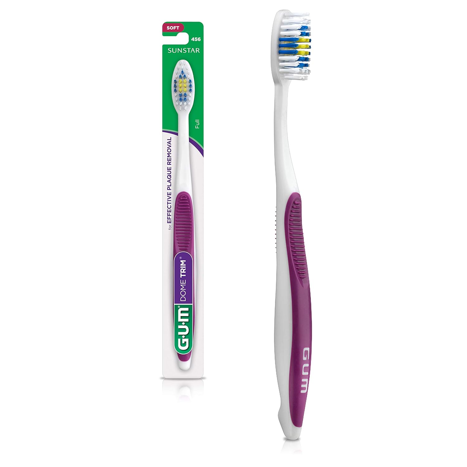 GUM Dome Trim Latex Free Toothbrush, Full Soft Bristles (Pack of 6