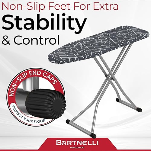 Miniatura 4 de Bartnelli Tabla de planchar compacta de 13 x 43 pulgadas, sistema plegable de patente con altura ajustable, cubierta y almohadilla de 4 capas,
