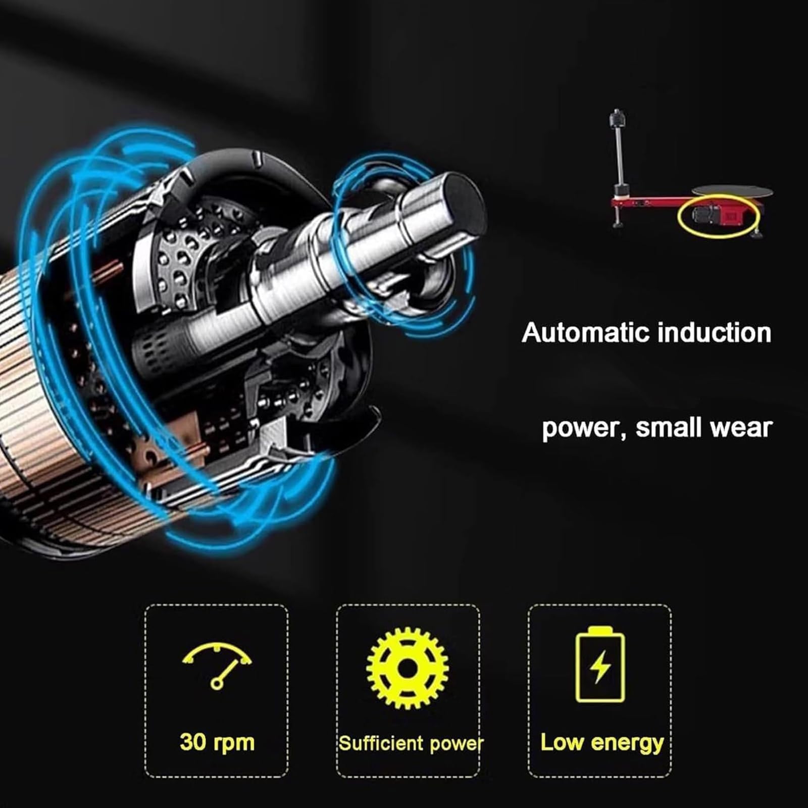 Avvolgitrice elettrica da banco per imballaggio scatole | Comando a pedale, piattaforma girevole da 40 cm, velocità di rotazione 30 giri/min; ideale per scatole, postazioni