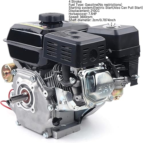Miniatura 5 de Motor de gas Go Kart de 7.5HP 210CC con arranque eléctrico a gas de 4 tiempos OHV, motor de gasolina de gas, lavadoras a presión de gas, divisores