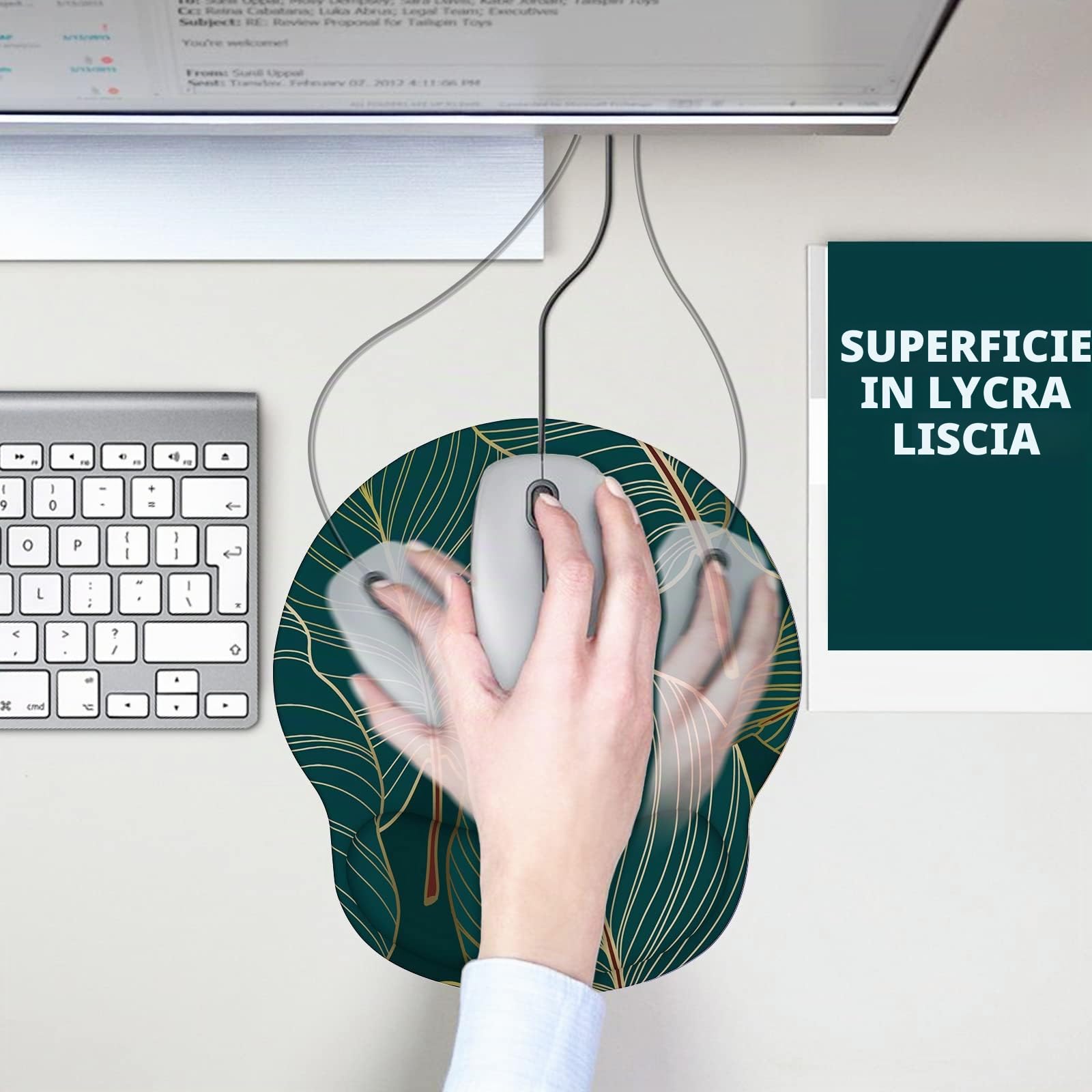 Tappetino Mouse Poggiapolsi,Gaming Mouse Pad Ergonomico in Gel,Supporto per Polso per Computer per il Gioco, Mousepad con Base in PU Antiscivolo (A-Piante Tropicali)