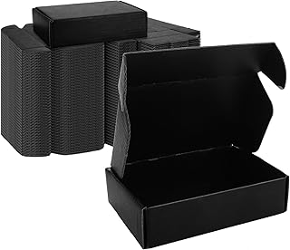 JMIATRY Paquete de 50 cajas de envío, 15 x 10 x 4 cm, cajas de regalo pequeñas de cartón corrugado para embalaje, color negro