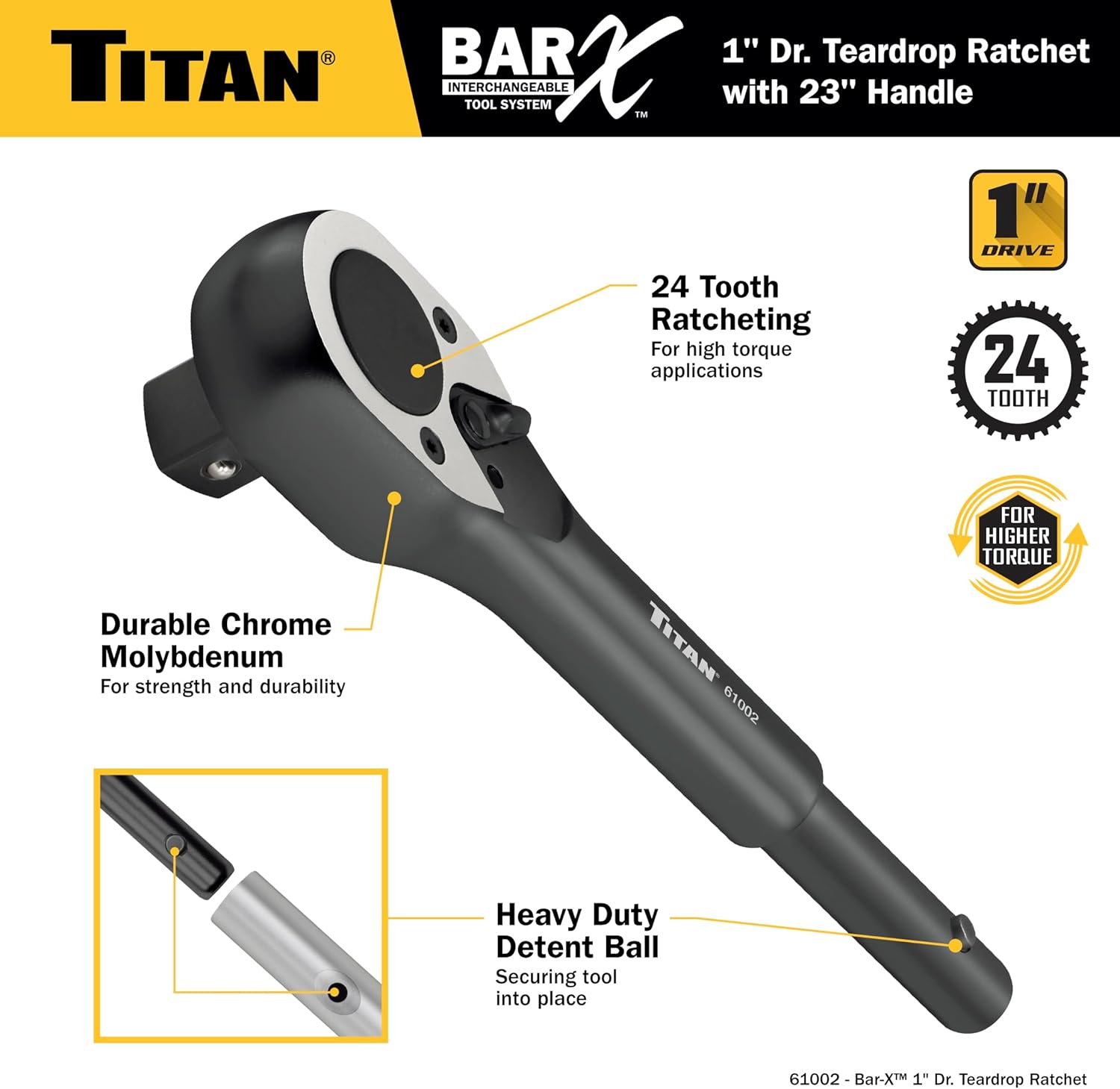 Titan Bar-X 61271 1-Inch Drive 31-1/2-Inch Teardrop Ratchet