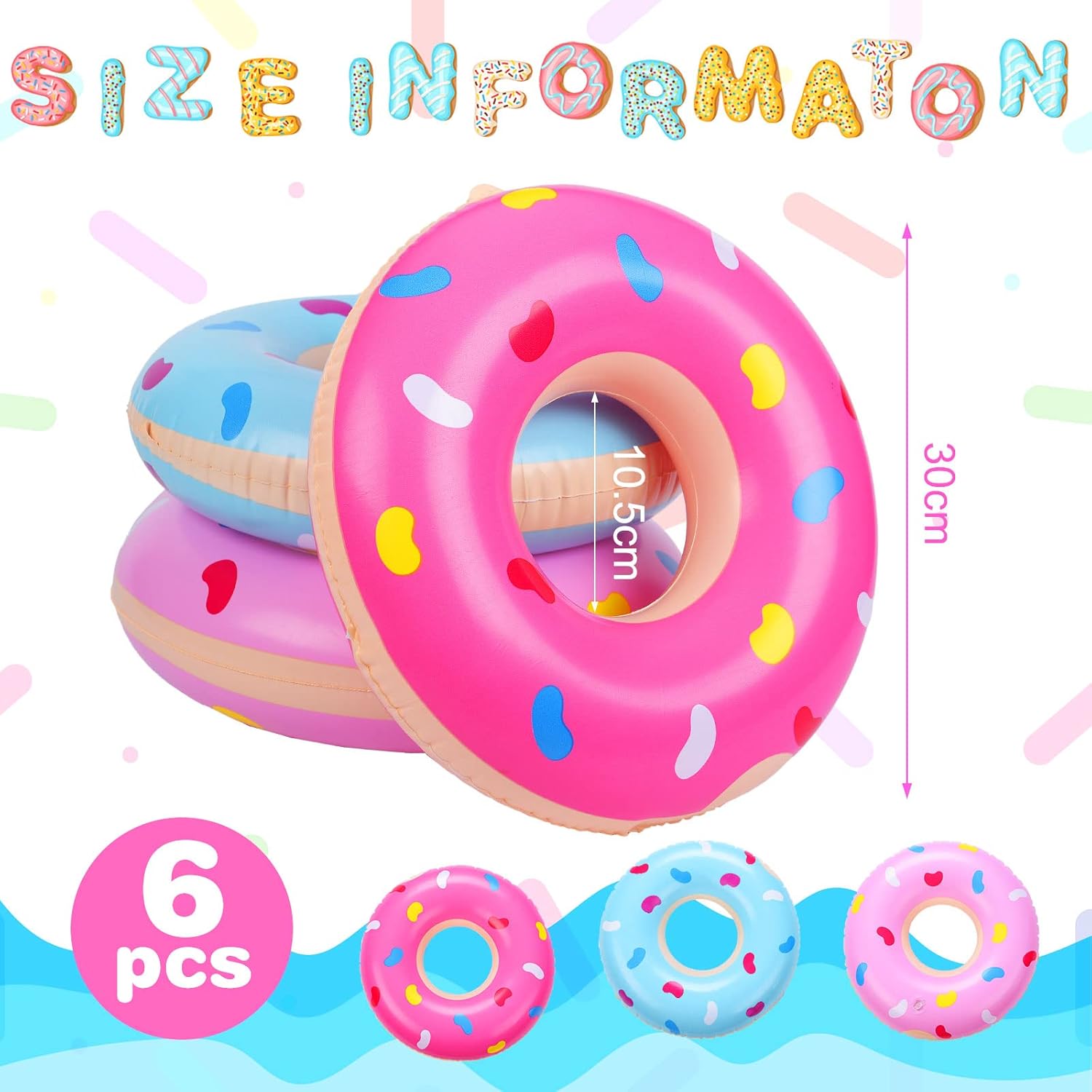 Civaner Mini Inflatable Donuts Party Decorations Blow up Donut Swimming Pool Floats Multicolored Inflatable Doughnut Tubes for Adults Birthday Party Decoration Beach Pool(6 Packs)