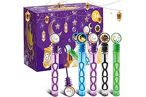 80 Pieces Eid/Ramadan Mubarak Bubble Wands for Kids - Festive Party Favors and Gift Toys