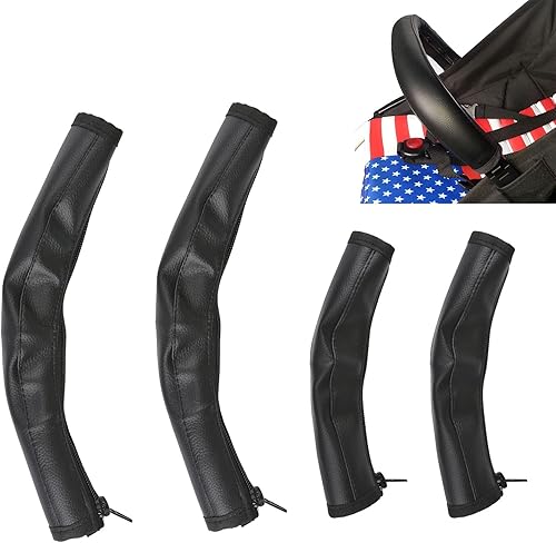 Fundas para asas de cochecito, 4 unidades, de piel sintética, para parachoques, a prueba de polvo, protector de mango de cochecito, impermeable,