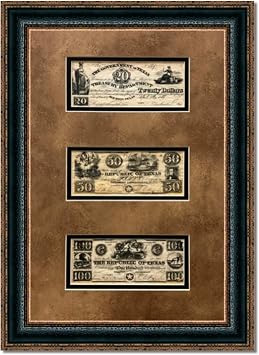 | Republic of Texas replica money I | framed historic replica currency on archival paper, fade resistant ultra chrome ink | 25L X 17W