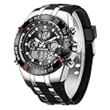Luxury Military Sports Men's Watches Large Size Big Face 3ATM Waterproof, Stopwatch, Date and Date, Alarm, Luminous Digital Analog Wrist Watch with Rubber Band