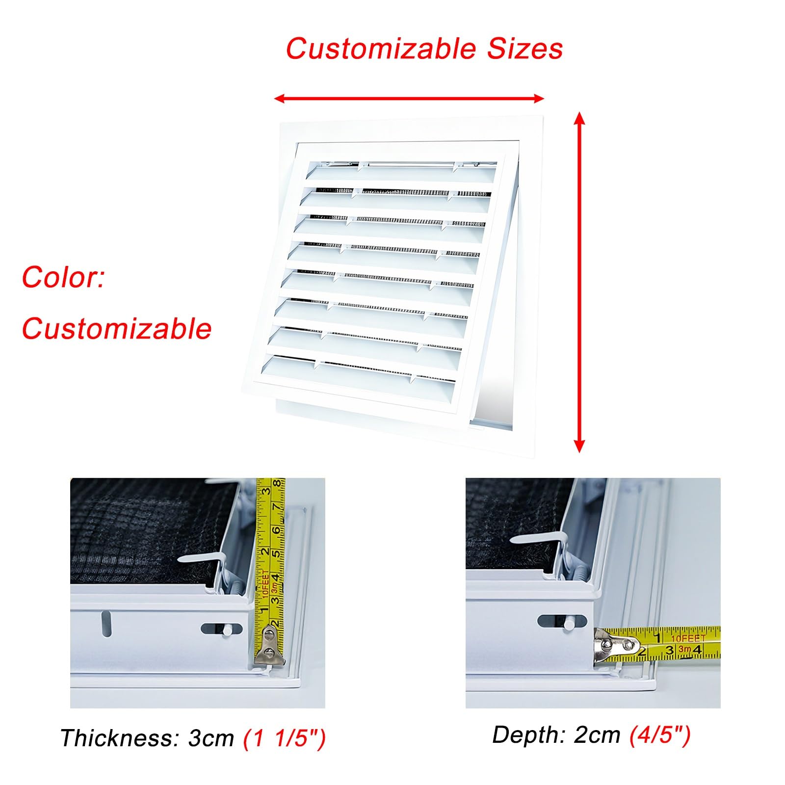 Rejilla con Filtro para Retorno De Aire HVAC Personalizable | InstalacióN En Techo O Pared Lateral, Con Filtro ExtraíBle Y FáCil Mantenimiento(10x16"/25.4x40.6cm)