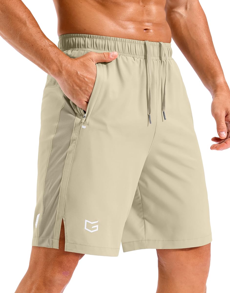 Men's Running Athletic Shorts 7"/9"/5" Zip Pockets Gym Workout Short | Lightweight Fabric with Mesh Side Panels, Quick Dry Breathable Linerless Shorts for Men Basketball Tennis Hiking