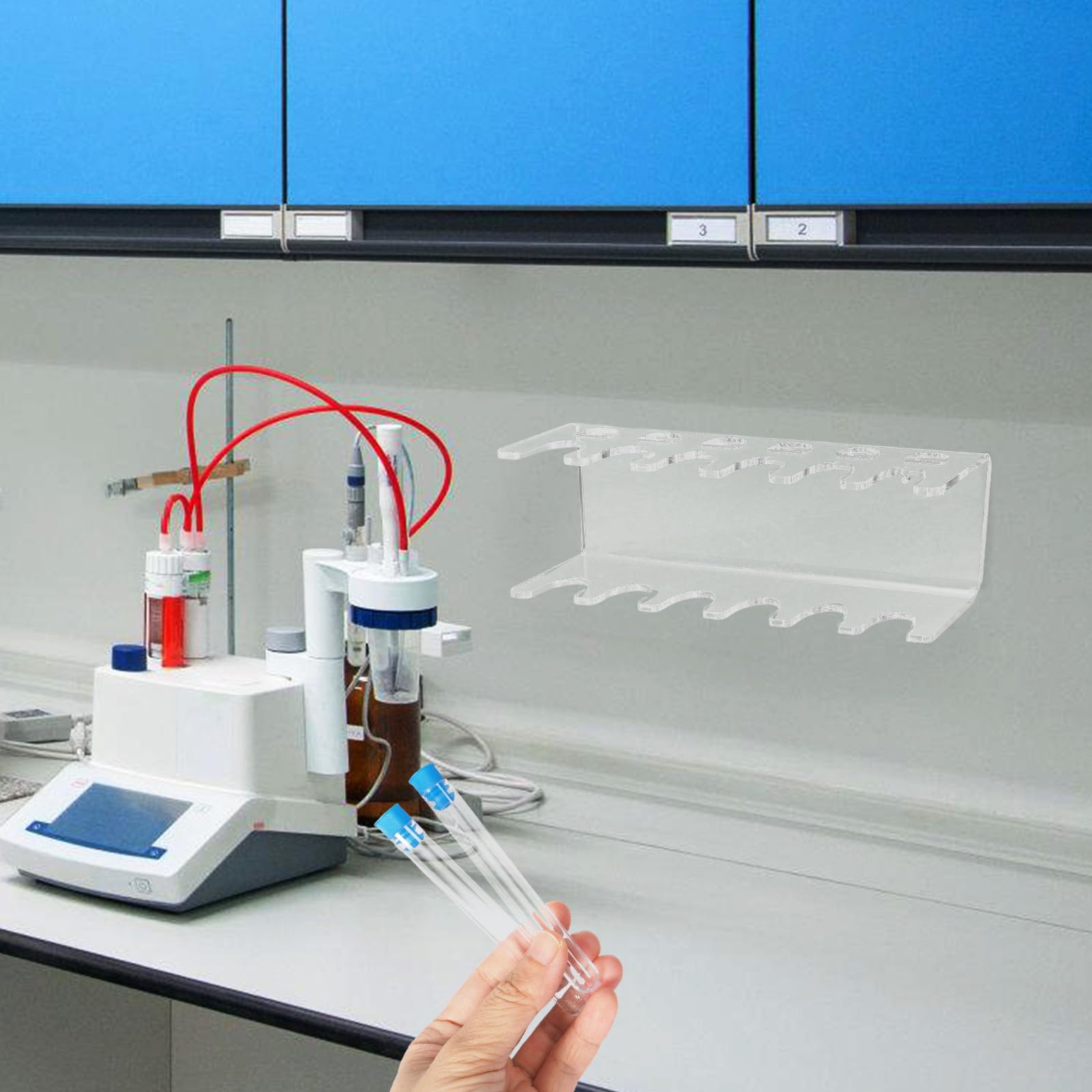 Garneck Support de Pipettes de Laboratoire Mural Transparent en Acrylique 6 Emplacements, Porte-pipettes Trapézoïdal pour Organisation D’outils de Laboratoire, Gain de Place pour Tubes