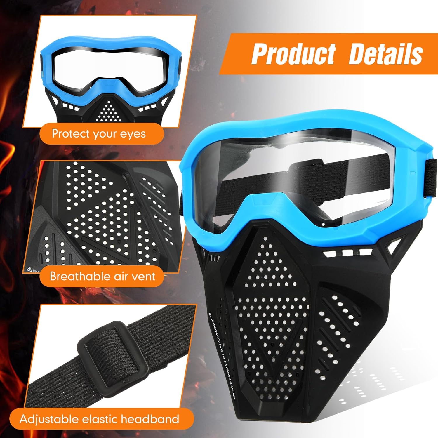 8 Pack Tactical Mask for Kids with Safety Goggles to Protect Eyes, Full Mask Eye Protection for Christmas Kids Gifts CS Airsoft Shooting Game Party