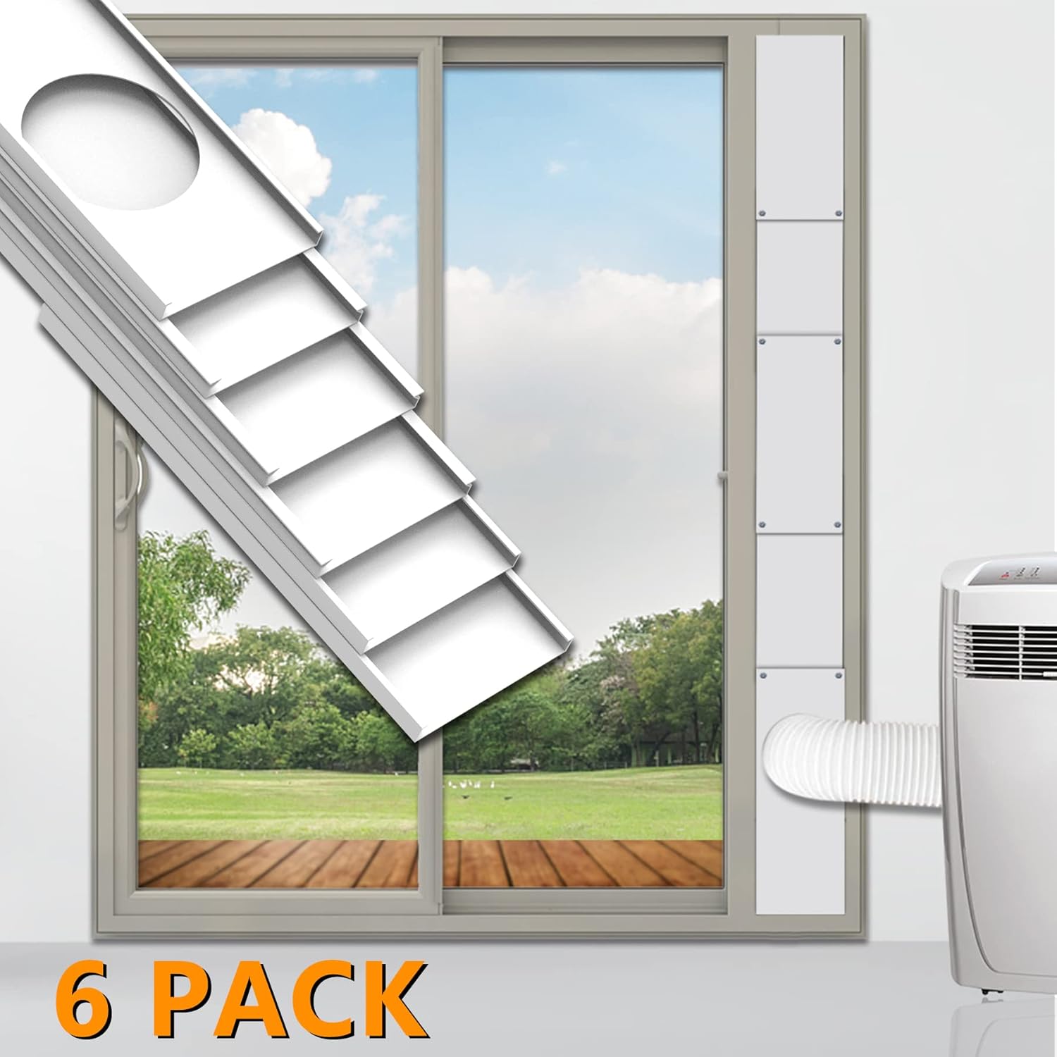 LBG Products Portable Air Conditioner Sliding Door Kit,Adjustable Length Sealing Plates Up to 90 inches,Sliding Door AC Vent Kit for Exhaust Hose, Universal for Ducting with 5 inches Diameter