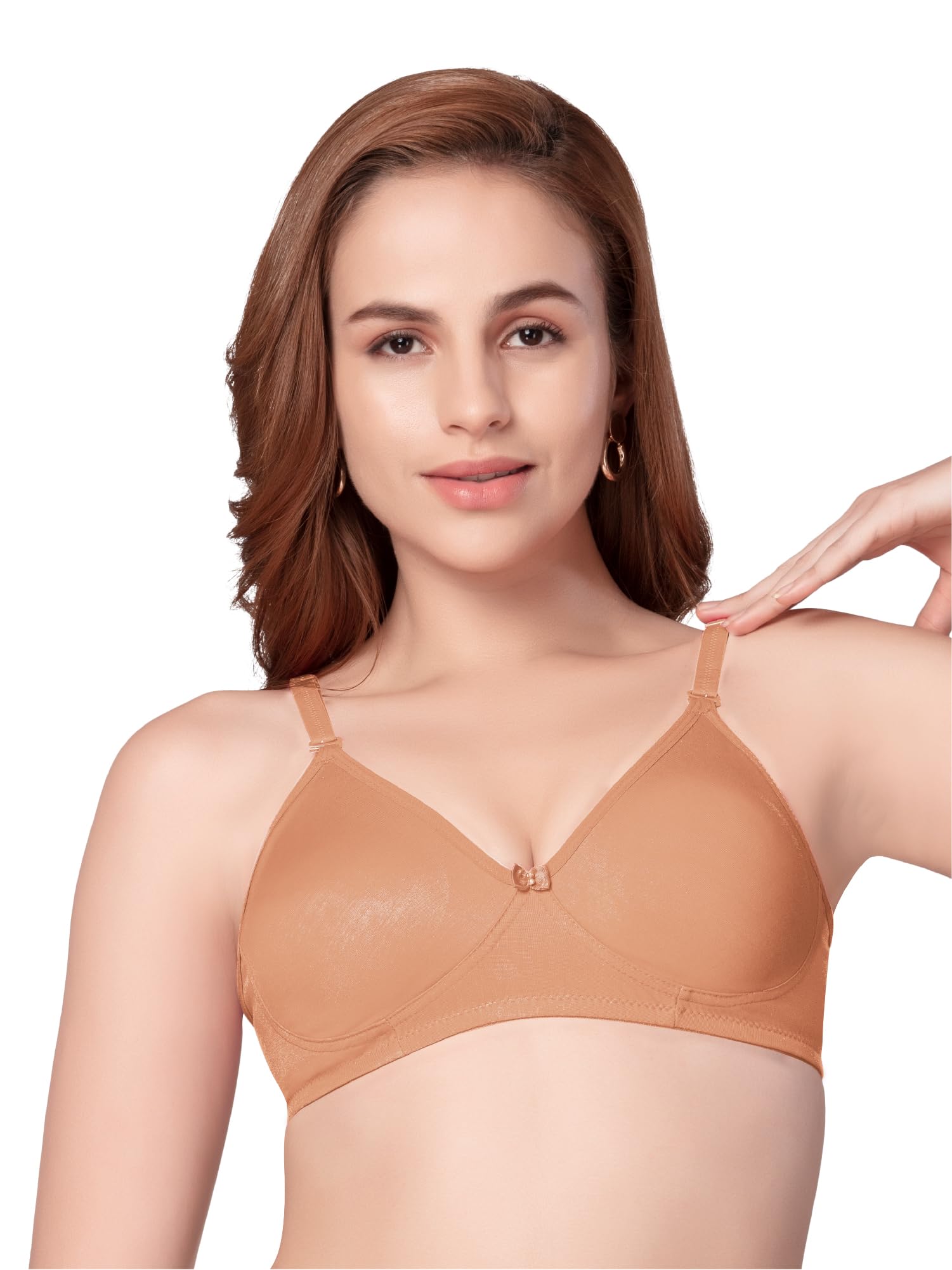 daisy dee Women's Cotton Non-Padded Wireless Full Coverage with Detachable & Transparent Straps Seamless Everyday T-Shirt Bra - NESPRT-picture-21