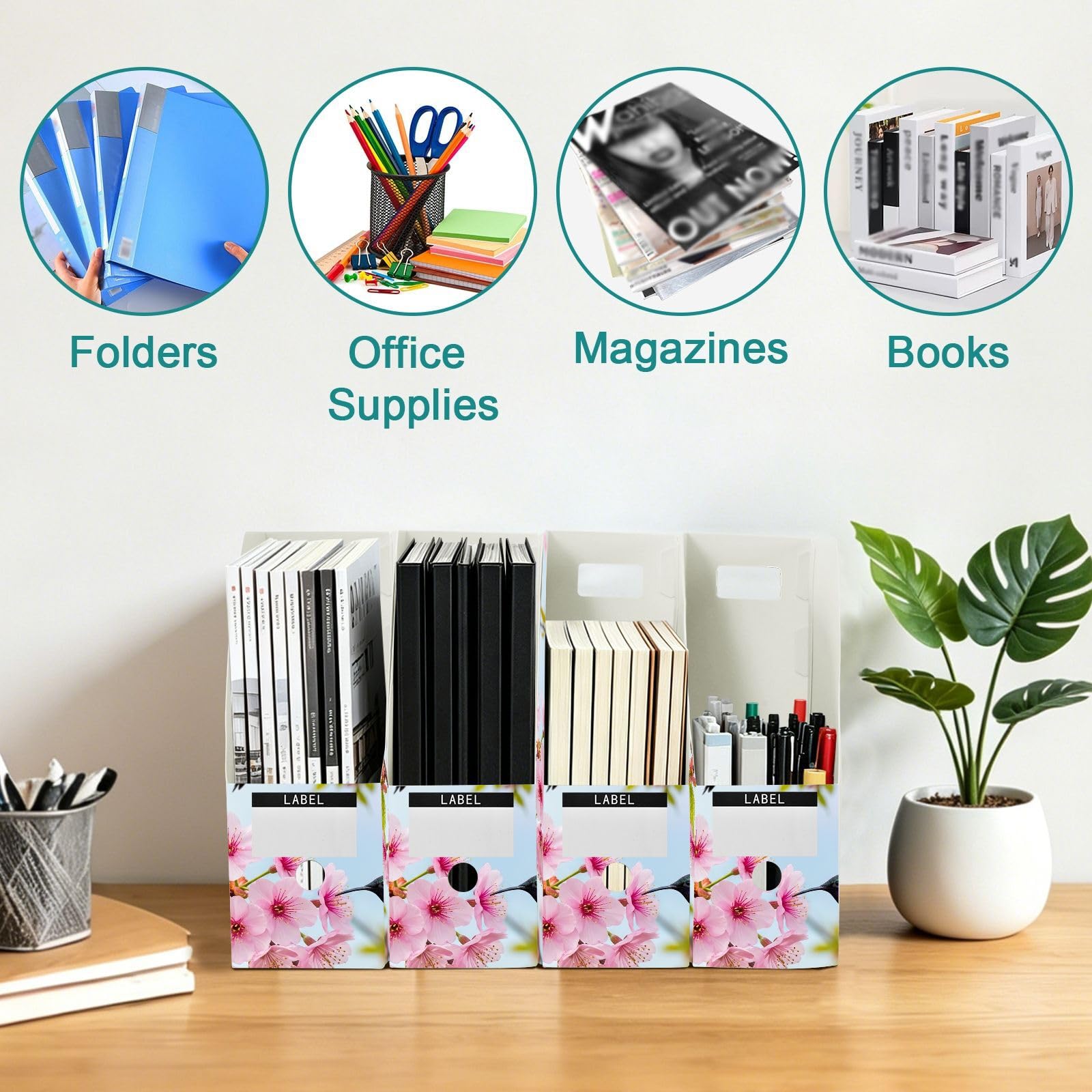 Aesthetic Floral Pink File Folder Organizer, abwischbar