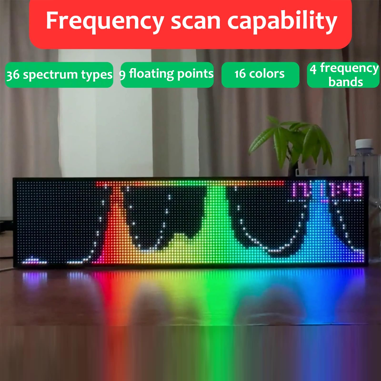 Analizzatore musicale, display ritmo musicale dinamico con telecomando senza fili, 36 modalità di visualizzazione, microfono integrato e cavo audio per casa, feste ed eventi musicali