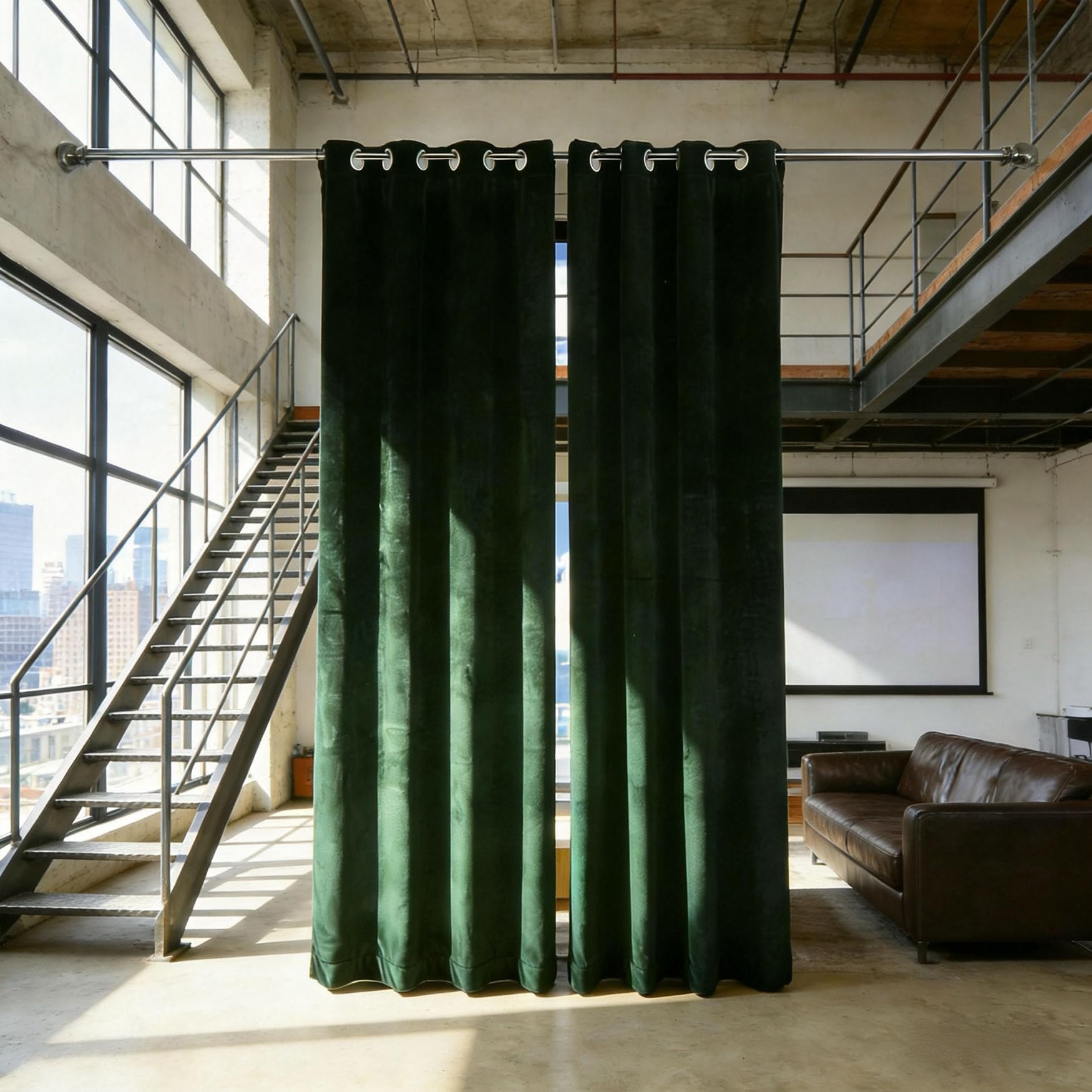 Rideau occultant design moderne vert foncé 100 x 90 cm au toucher doux haut de gamme