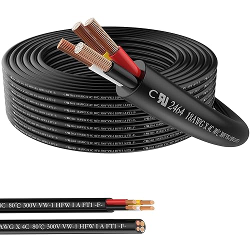 Vista 10 de Cable conductor de calibre 18 3, cable y cable de bajo voltaje trenzado recubierto de PVC de 18 AWG de 100 pies, cable de conexión de cobre estañado