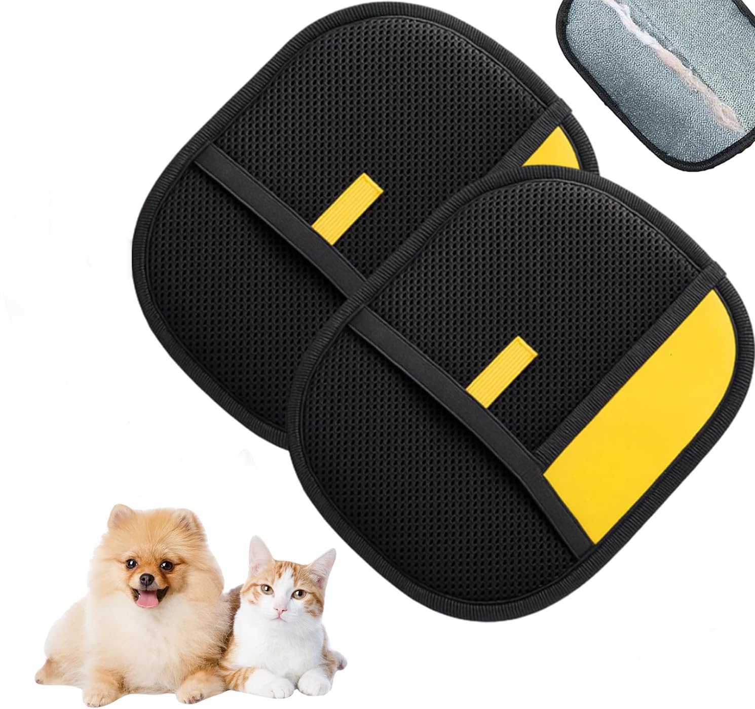 KLIFE Tierhaarentferner-Handschuh, elektrostatische Tierhaarentfernungshandschuhe für Katzen und Hunde, wiederverwendbar, doppelseitig, Tierhaarentferner für Couch, Möbel, Teppich, Autositz (2 Stück)