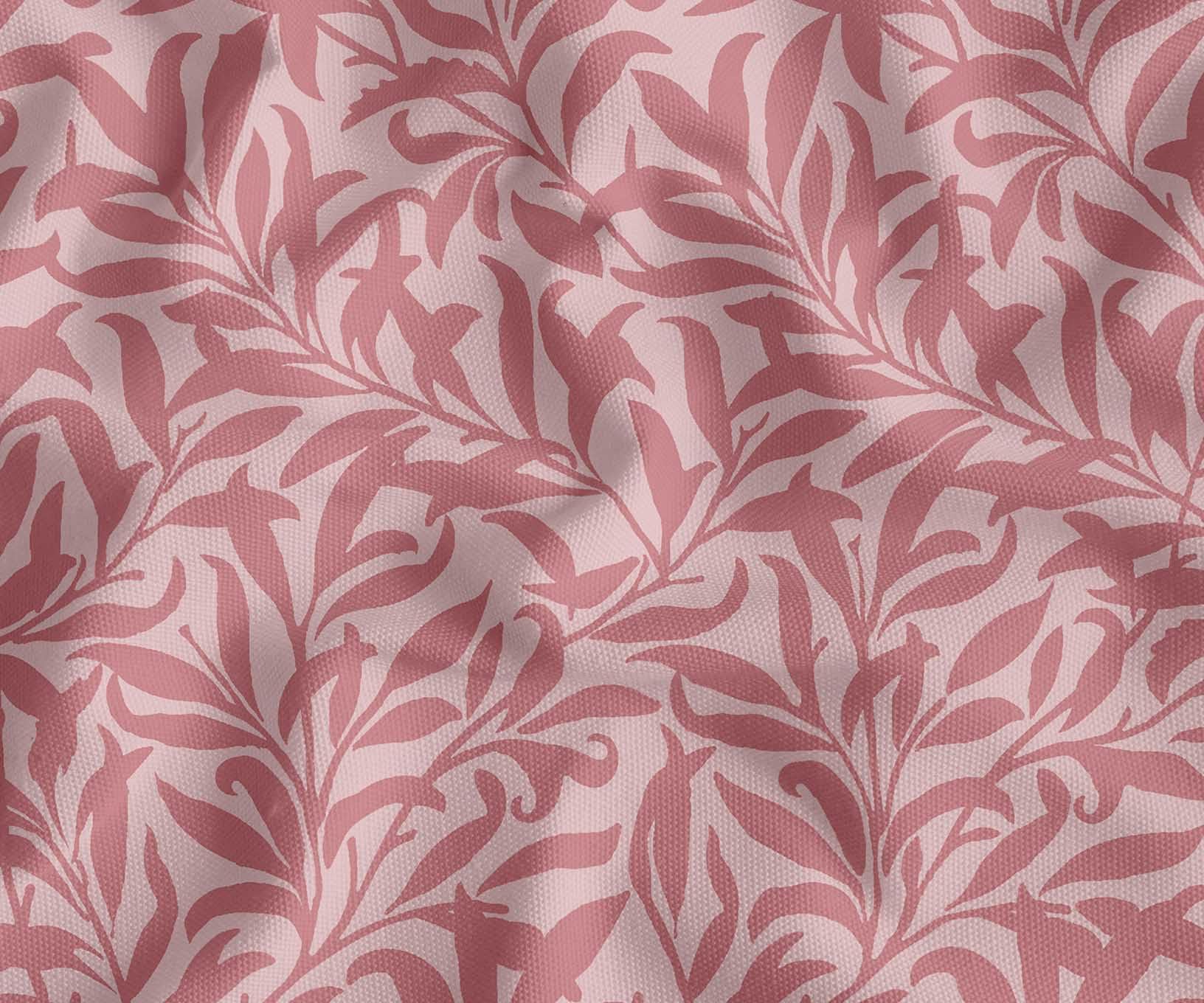Soimoi Toile de coton imprimée | Motif feuilles - Rose | 142 cm de large | Vendu au mètre | Tissu d'ameublement et de loisirs créatifs très résistant