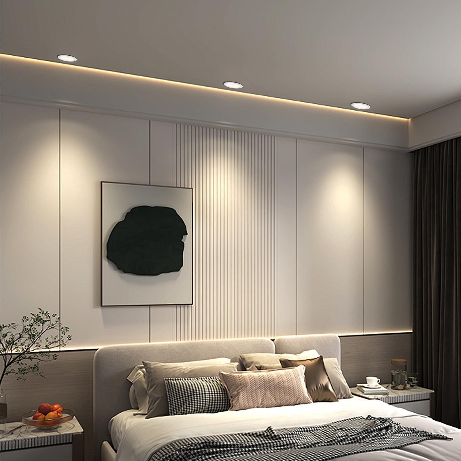 ENUOTEK Lampe Plafond Spot Encastrable Sol LED Plafonnier Extra Plat Blanc 12W 1100Lm IP44 CCT Ajustable pour Salle de Bain Cuisine Diamètre du Trou 110-135MM Lot de 1 de