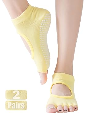 SPENCIALS Womens Toeless Yoga Socks Backless Athletic Sports Socks with Non Slip Grips for Pilates Ballet Dance