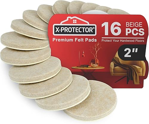 16 Almohadillas de Fieltro Resistentes para Muebles de 2" 14" de Grosor X-Protector! Almohadillas Redondas de Fieltro para Patas de Muebles - Los