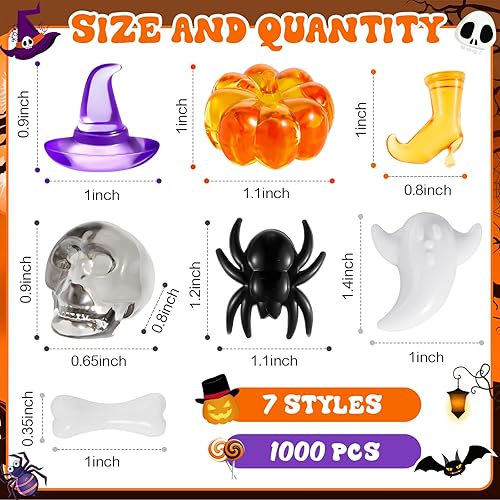 Miniatura 2 de Deekin Mini juguetes de fantasma realistas de Halloween, juguetes de araña, relleno de jarrón, mini sombrero de bruja acrílico, cabeza de calavera,