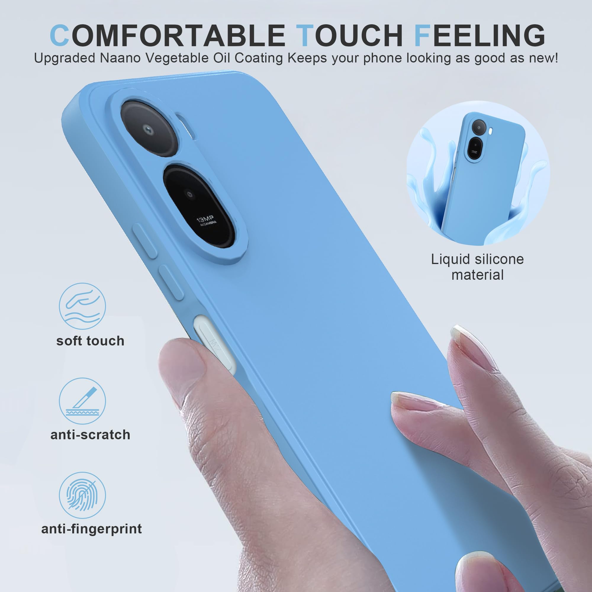 Cover Per Xiaomi Redmi A7 Pro Con Vetro Temperato, Slitta Per Fotocamera, Anello A 360° E Protezione Militare