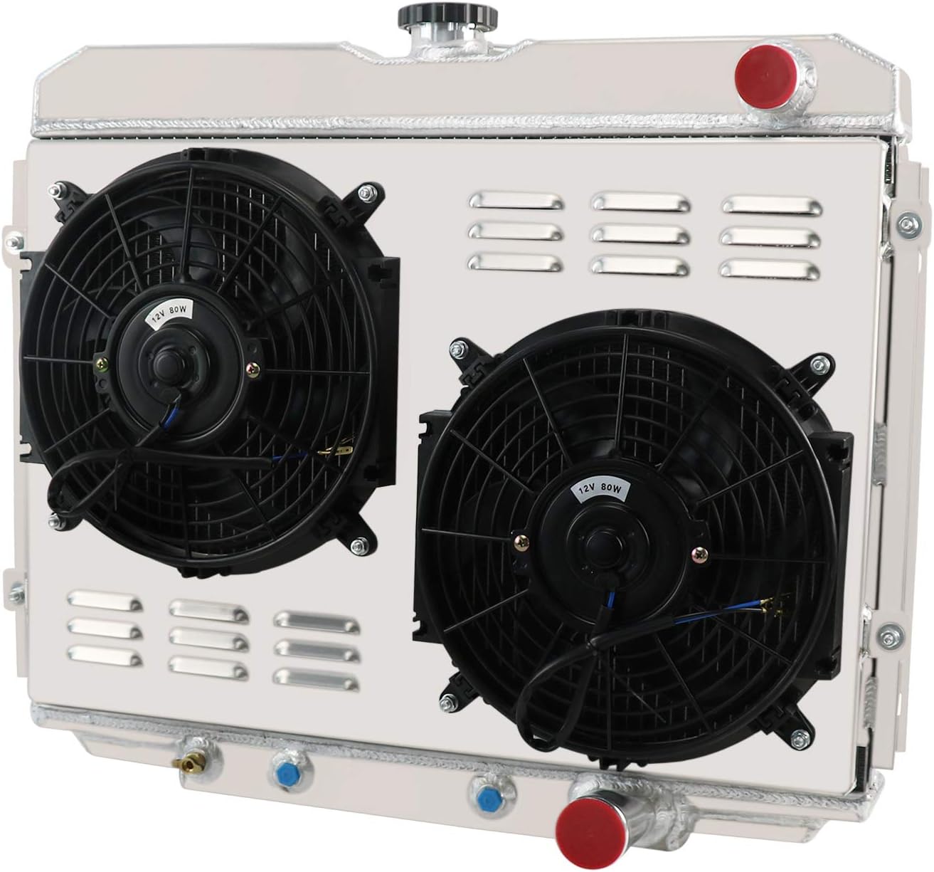 ALLOYWORKS 3 Row All Aluminum Radiator Shroud Fan For 1967-1970 Ford Mustang XR-7 V8 289/302 351