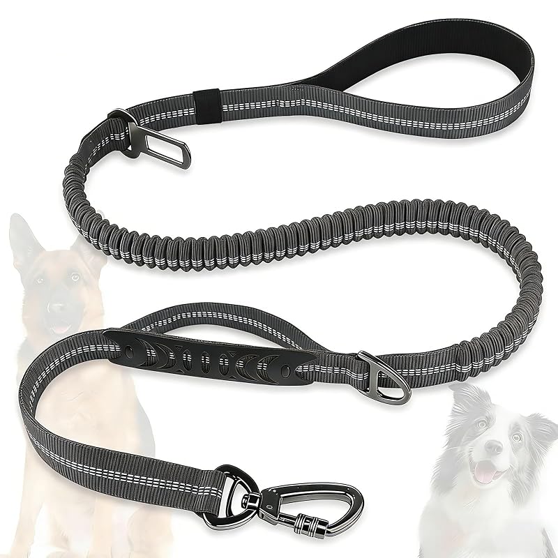 Guia para Cães com Amortecimento, Refletivo e Cinto para Carro Misthis Cinza 1,22–1,83 m