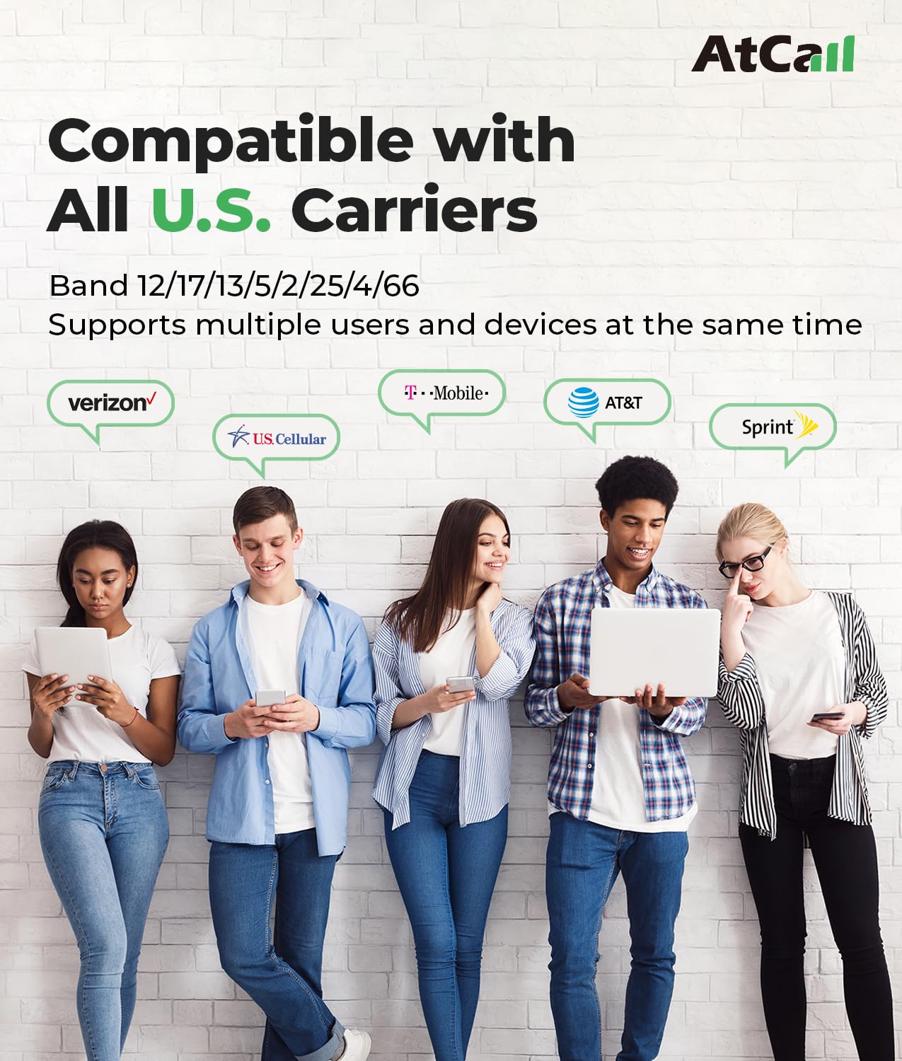 Atcall Cell Phone Booster for Home, Up to 5,000 Sq Ft, Real Time LCD Monitor, Built-in Indoor Panel Antenna, Cell Phone Signal Booster for All U.S. Carriers, FCC Approved